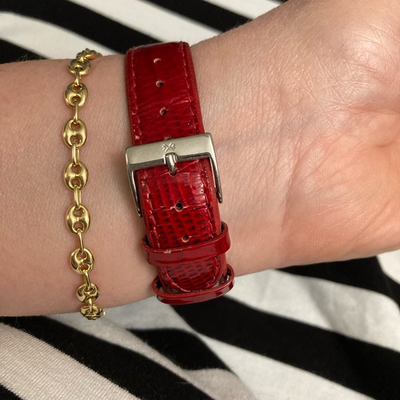 Vintage Skagen Watch red leather band - Picture 2 of 5